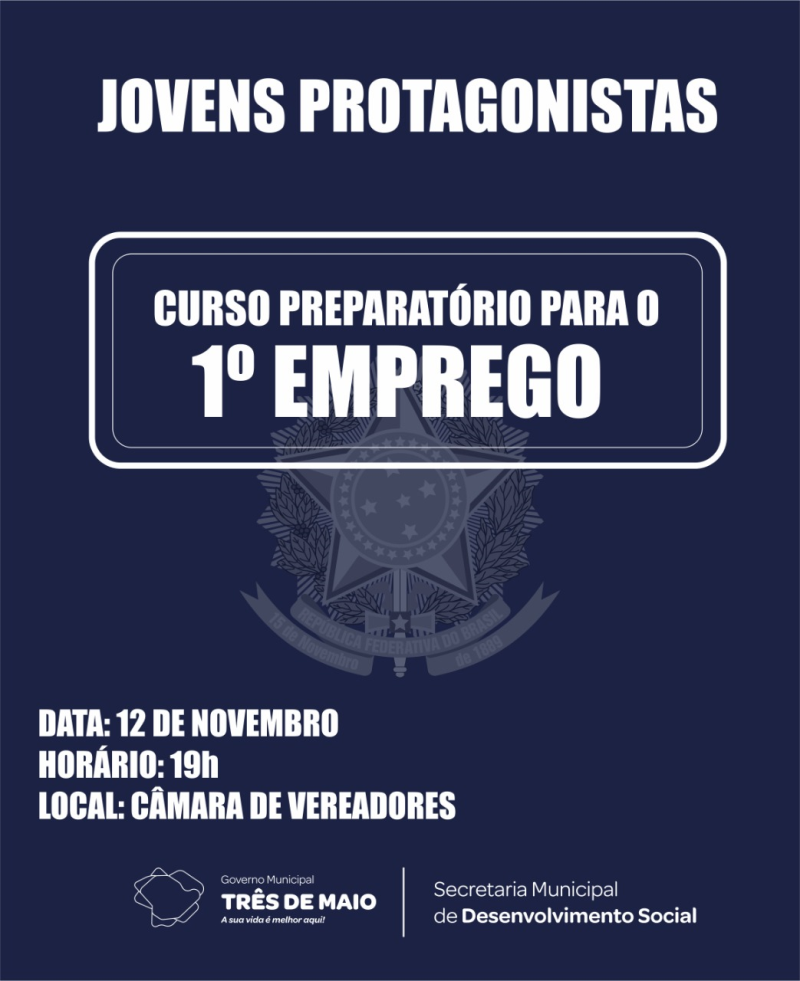 Secretaria de Desenvolvimento Social realizará curso preparatório para o 1º emprego